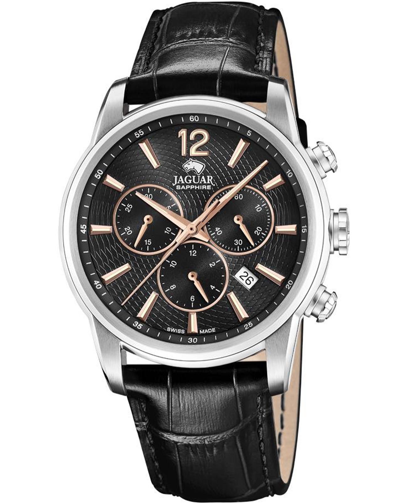Jaguar Jaguar Acamar J968/6  J968/6 кварцевые мужские часы черный циферблат, браслет кожаный — вид спереди