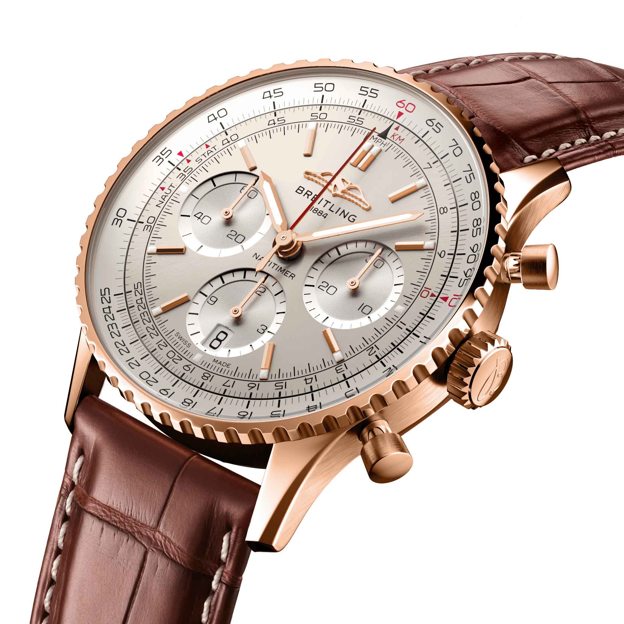 Breitling Breitling Navitimer B01 Chronograph 41 RB0139211G1P1 механические мужские часы часы крупный план бежевый циферблата