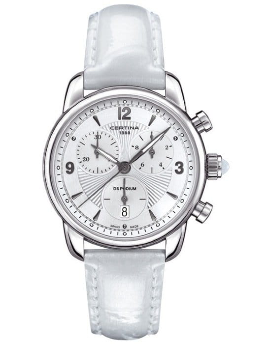 Certina Certina C025.217.16.017.00  C0252171601700 кварцевые женские часы белый циферблат, браслет кожаный — вид спереди