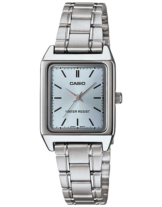 Casio Casio Collection LTP-V007D-2E  LTP-V007D-2E кварцевые женские часы голубой циферблат, браслет нержавеющая сталь — вид спереди