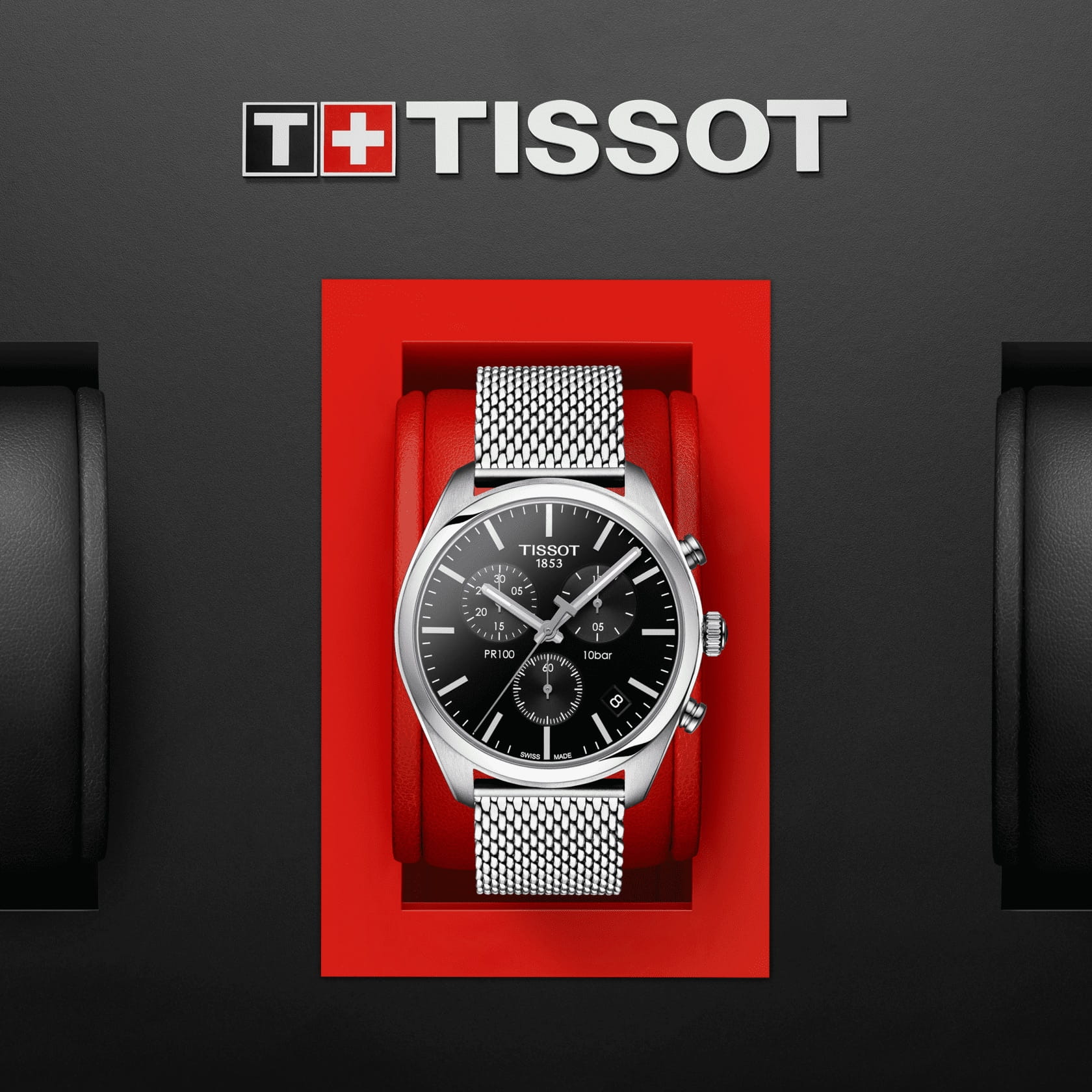 Tissot Tissot PR 100 Сhronograph T101.417.11.051.01, t-classic швейцария мужские часы на браслете нержавеющая сталь боковой вид