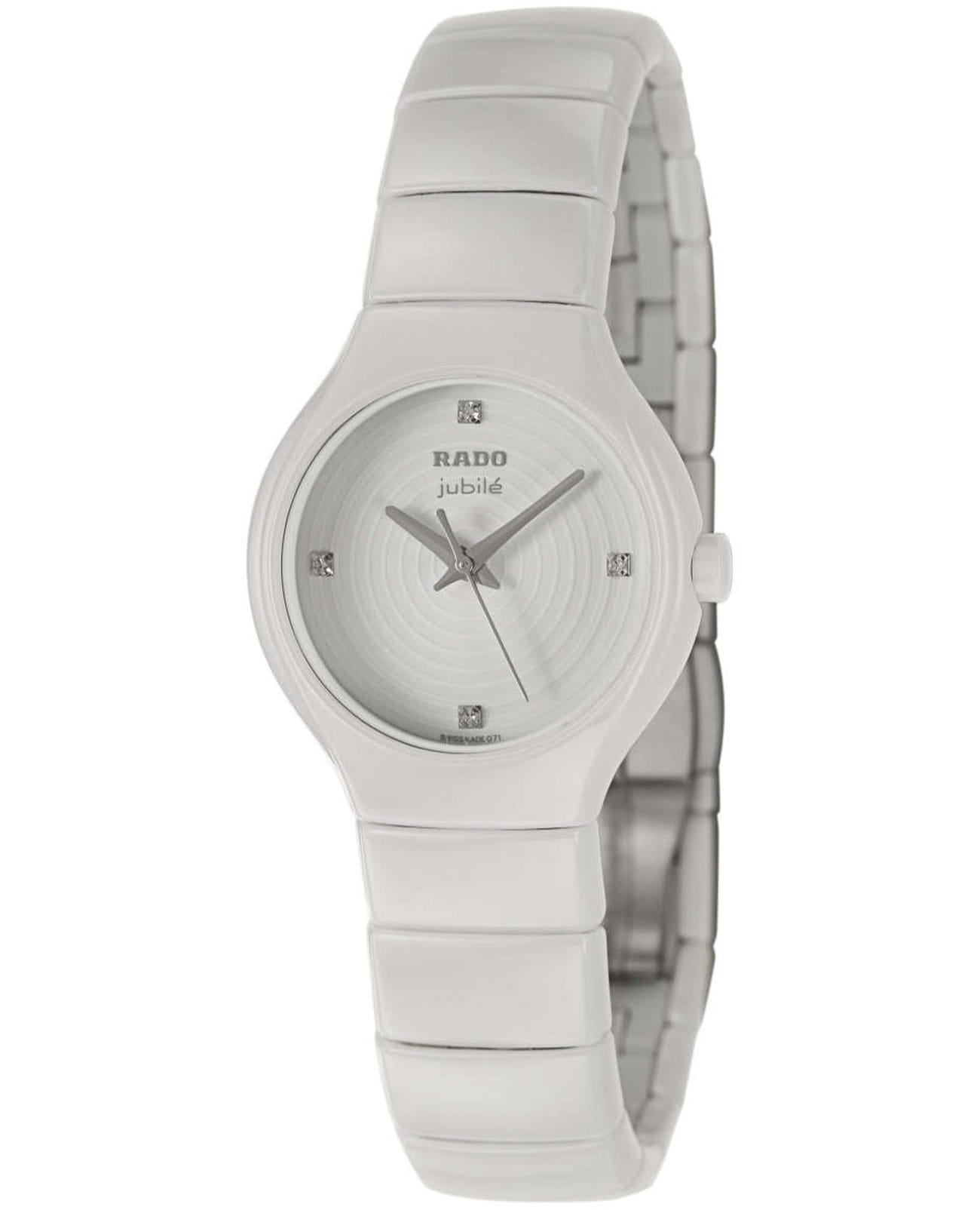 Rado Rado True R27696712  R27696712 кварцевые женские часы белый циферблат, браслет высокотехнологичная плазменная керамика — вид спереди