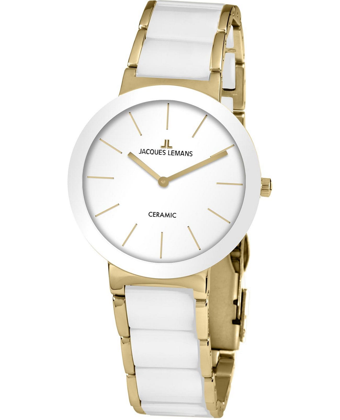 Jacques Lemans Jacques Lemans High Tech Ceramic 42-8F  42-8F кварцевые мужские часы белый циферблат, браслет керамика — вид спереди