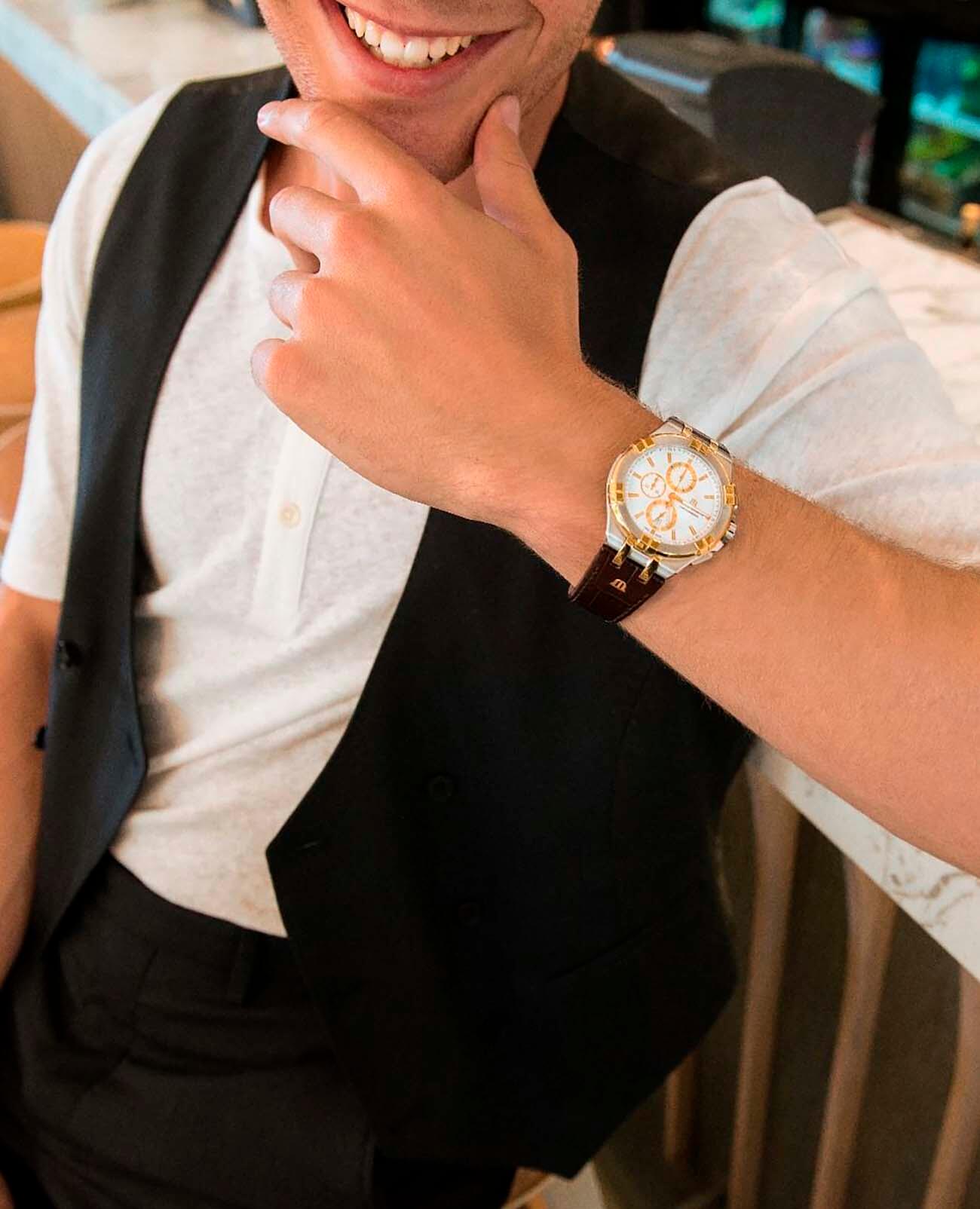 Maurice Lacroix Maurice Lacroix Aikon Chronograph AI1018-PVY11-132-1 мужские часы белый циферблат на запястье