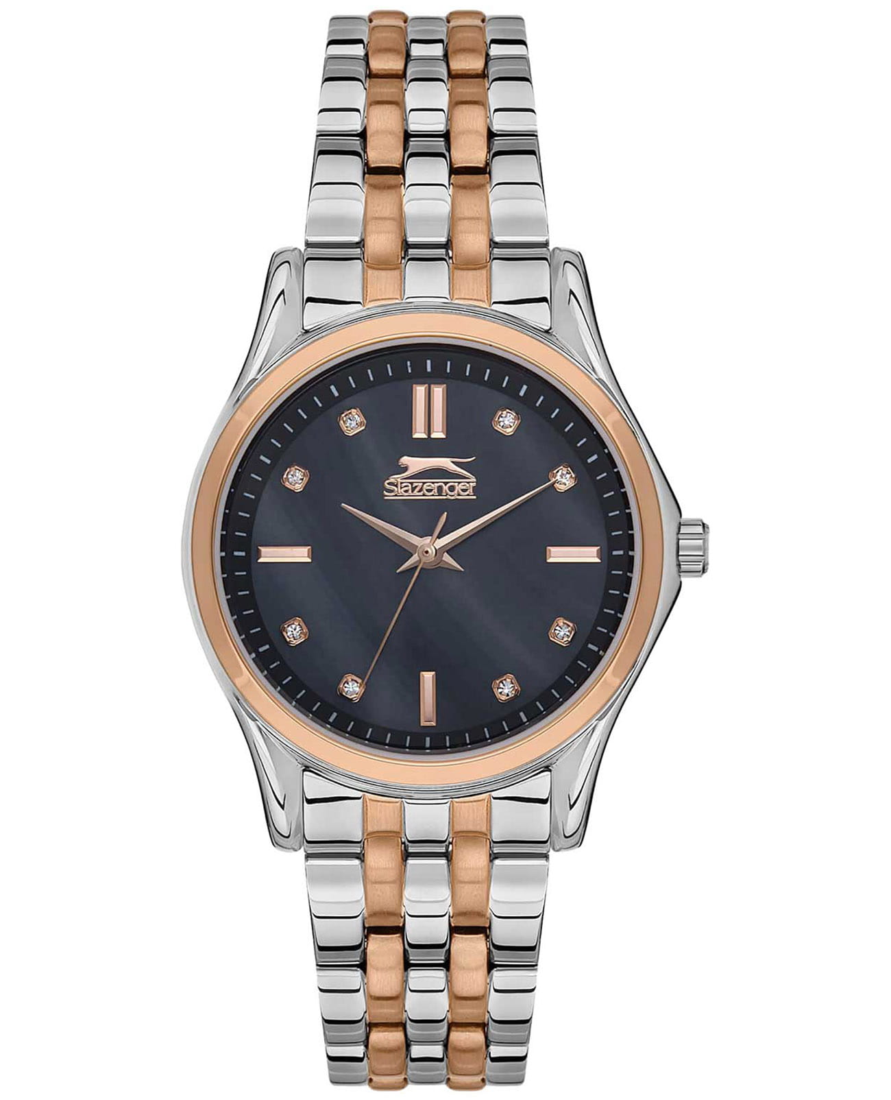 Slazenger Slazenger SL.09.2154.3.02  SL.09.2154.3.02 кварцевые женские часы черный циферблат, браслет суперметалл с ip покрытием — вид спереди