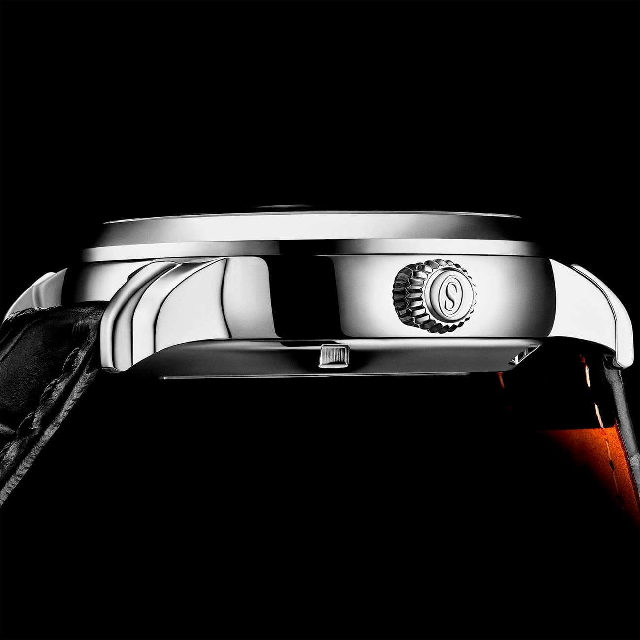 Stuhrling Stuhrling Celestial Timekeeper 1017.01,  сша мужские часы на браслете кожаный боковой вид