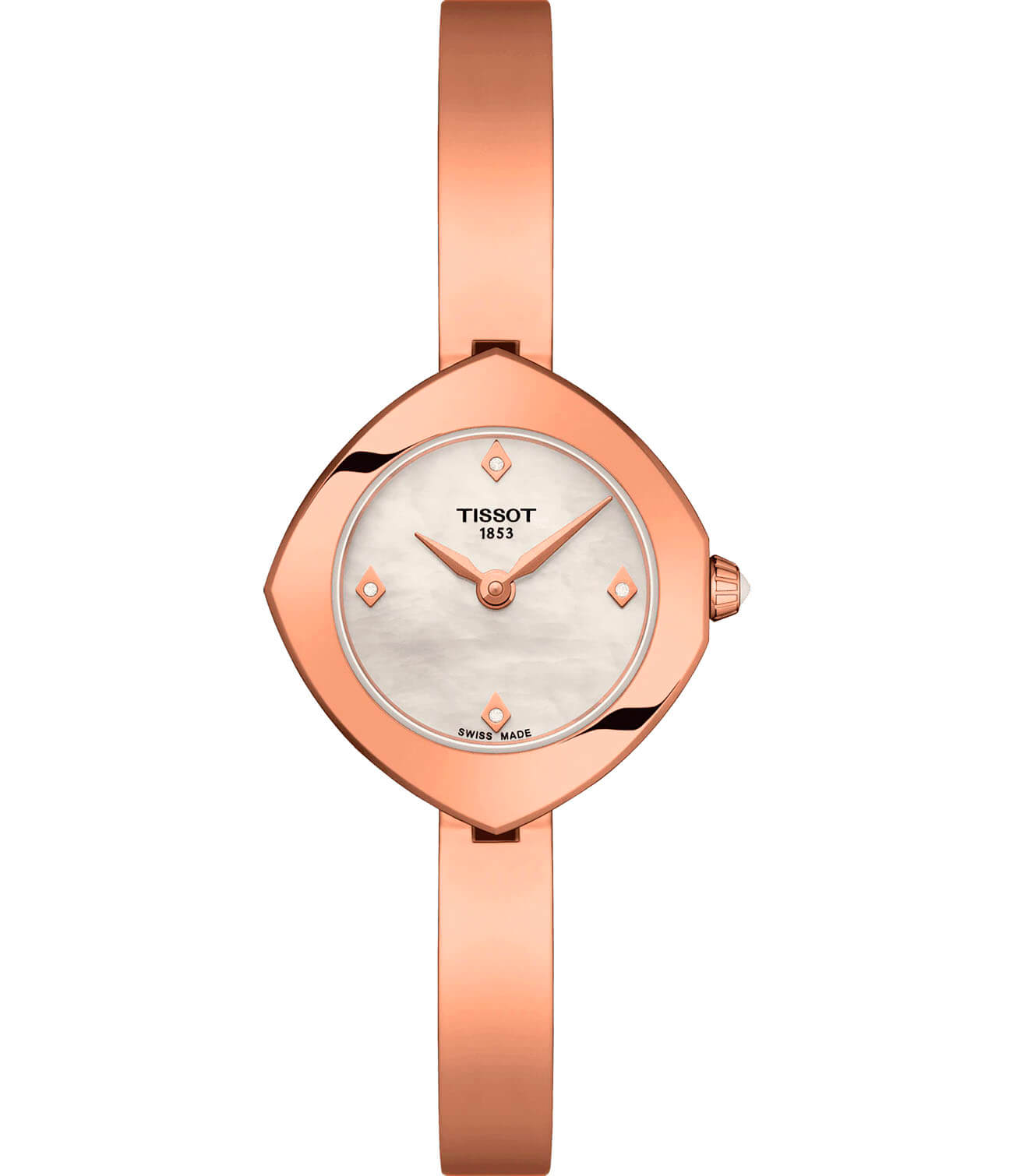 Tissot Tissot Femini-T T113.109.33.116.00  T1131093311600 кварцевые женские часы перламутровый циферблат, браслет сталь c pvd покрытием — вид спереди