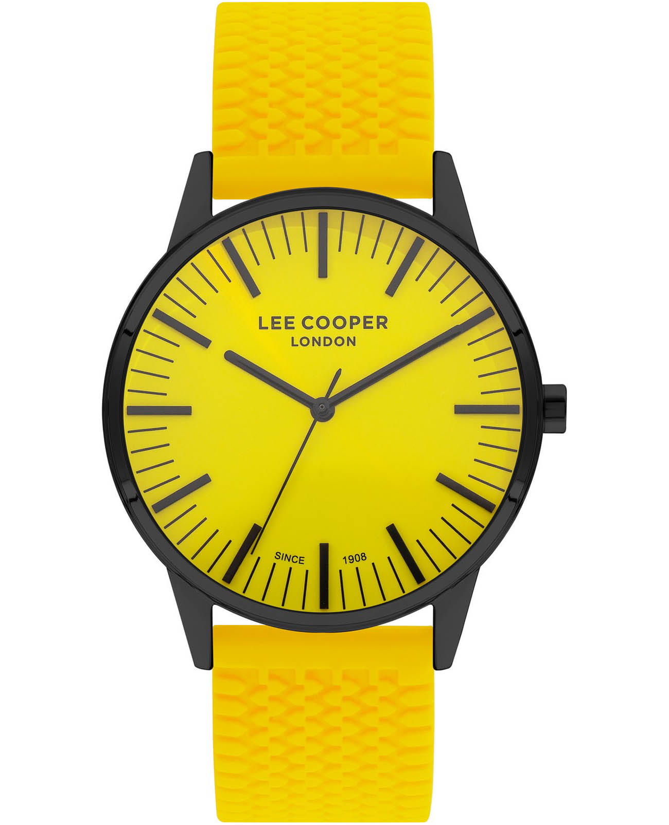 Lee Cooper Lee Cooper LC07715.677  LC07715.677 кварцевые мужские часы желтый циферблат, браслет каучук — вид спереди
