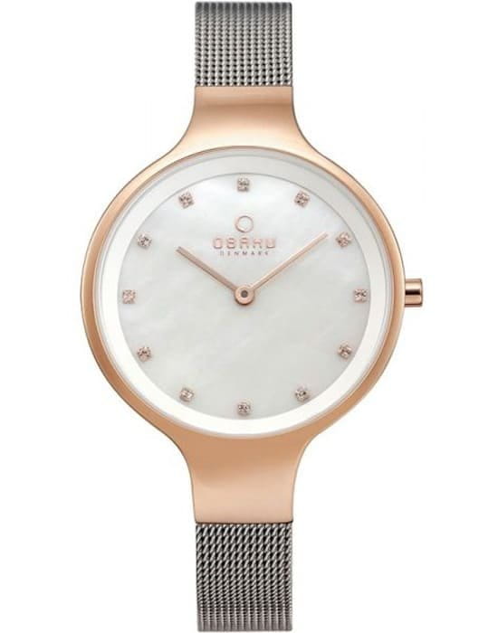 Obaku Obaku V173LXVWMC  V173LXVWMC кварцевые женские часы перламутровый циферблат, браслет сталь с ip покрытием — вид спереди