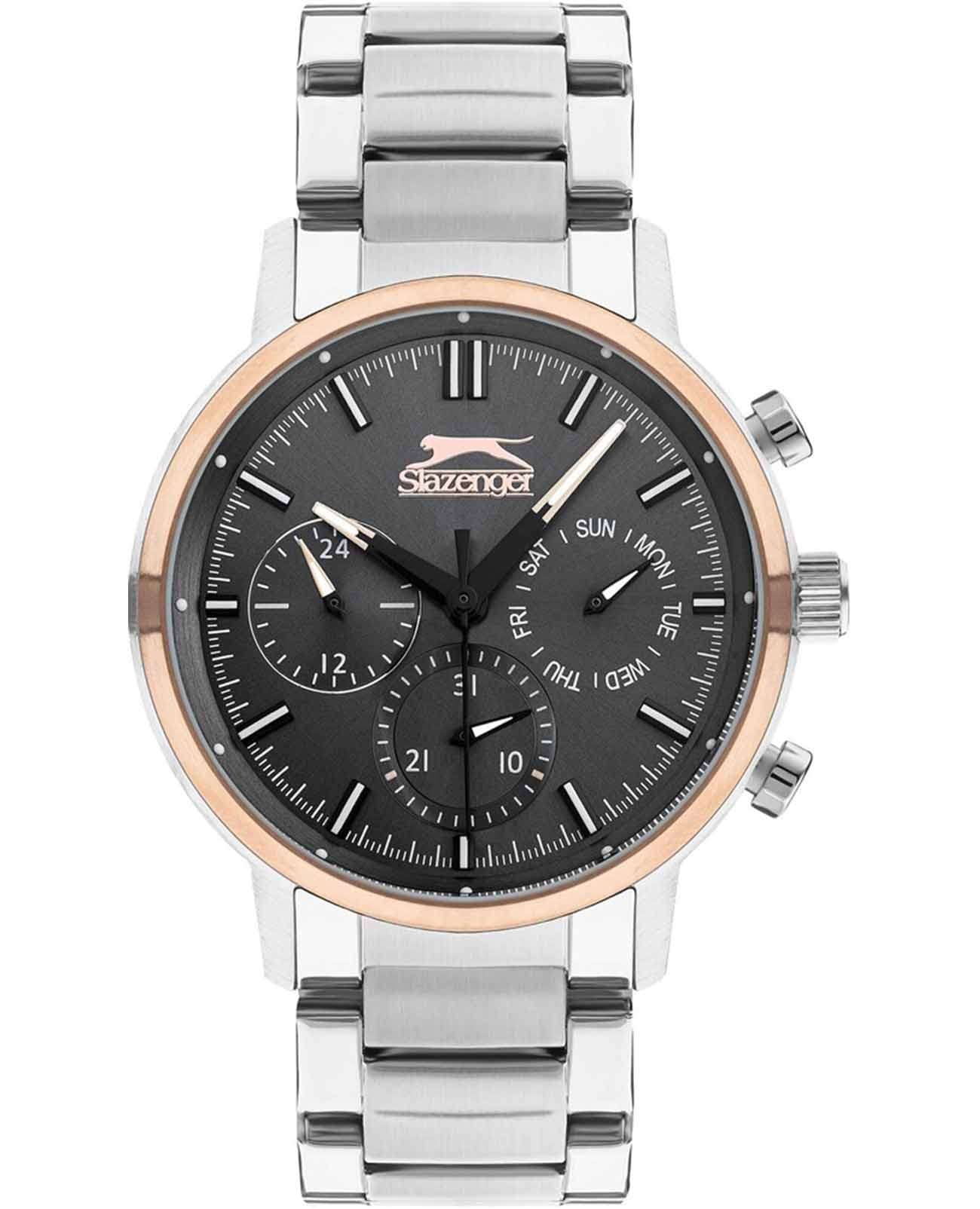 Slazenger Slazenger SL.09.2213.2.02  SL.09.2213.2.02 кварцевые мужские часы черный циферблат, браслет суперметалл — вид спереди