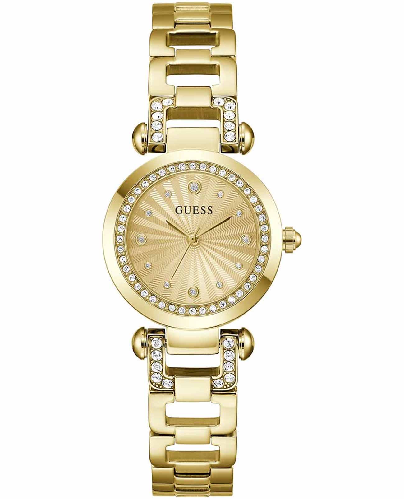 Guess Guess Bejeweled GW0869L4  GW0869L4 кварцевые женские часы золотой циферблат, браслет нержавеющая сталь с ip-покрытием — вид спереди