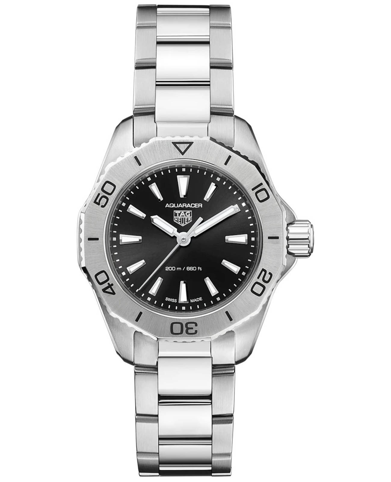 TAG Heuer TAG Heuer Aquaracer Professional 200 WBP1410.BA0622  WBP1410.BA0622 кварцевые женские часы черный циферблат, браслет нержавеющая сталь — вид спереди