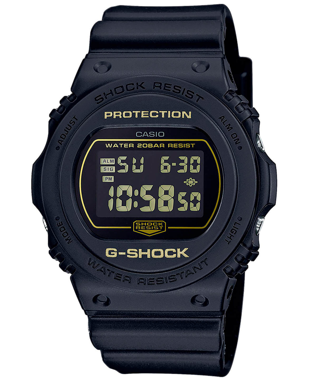 Casio Casio G-Shock DW-5700BBM-1ER  DW-5700BBM-1ER электронные мужские часы черный циферблат, браслет пластик — вид спереди