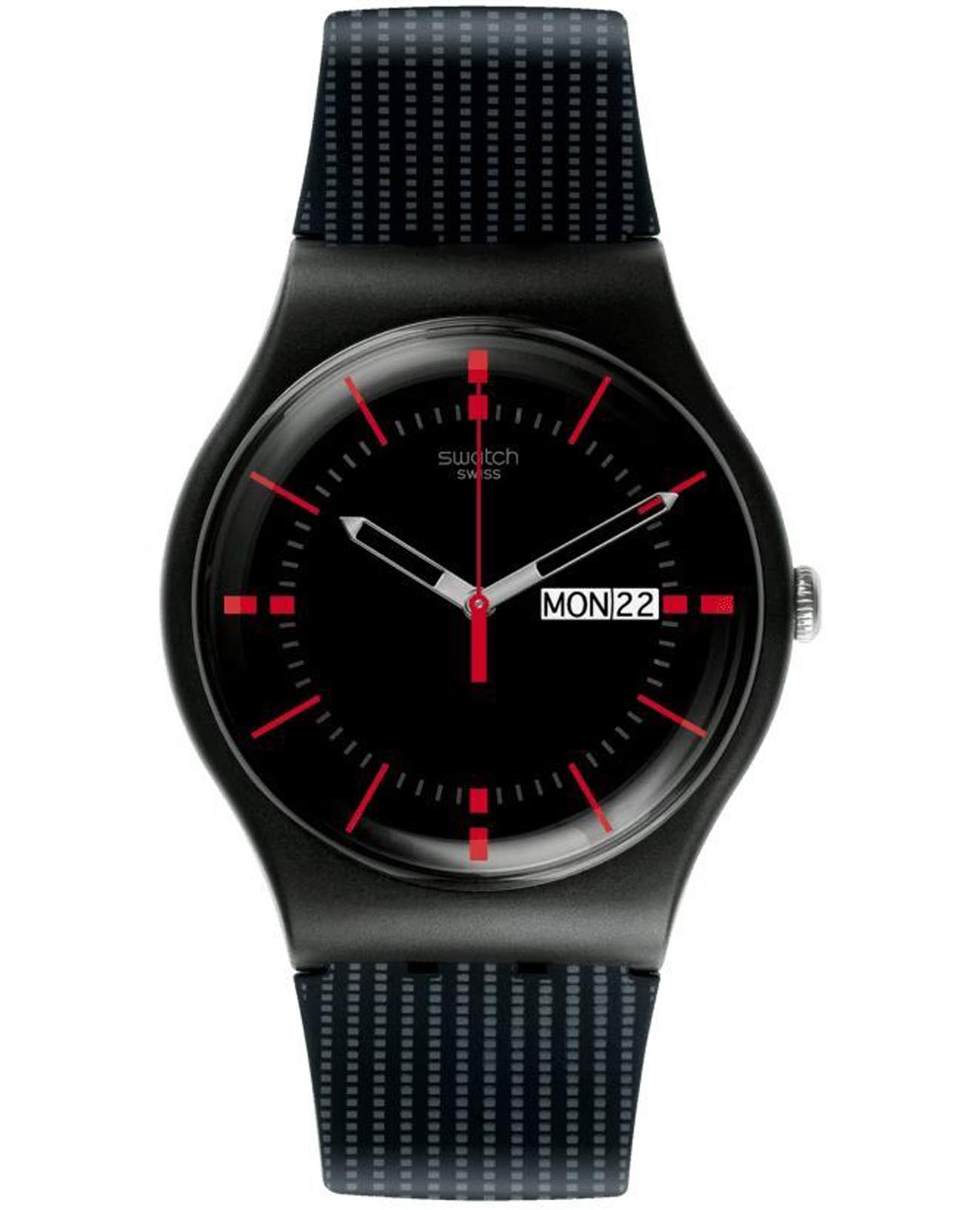Swatch Swatch New Gent Biosourced SO29B710  SO29B710 кварцевые мужские часы черный циферблат, браслет силикон — вид спереди