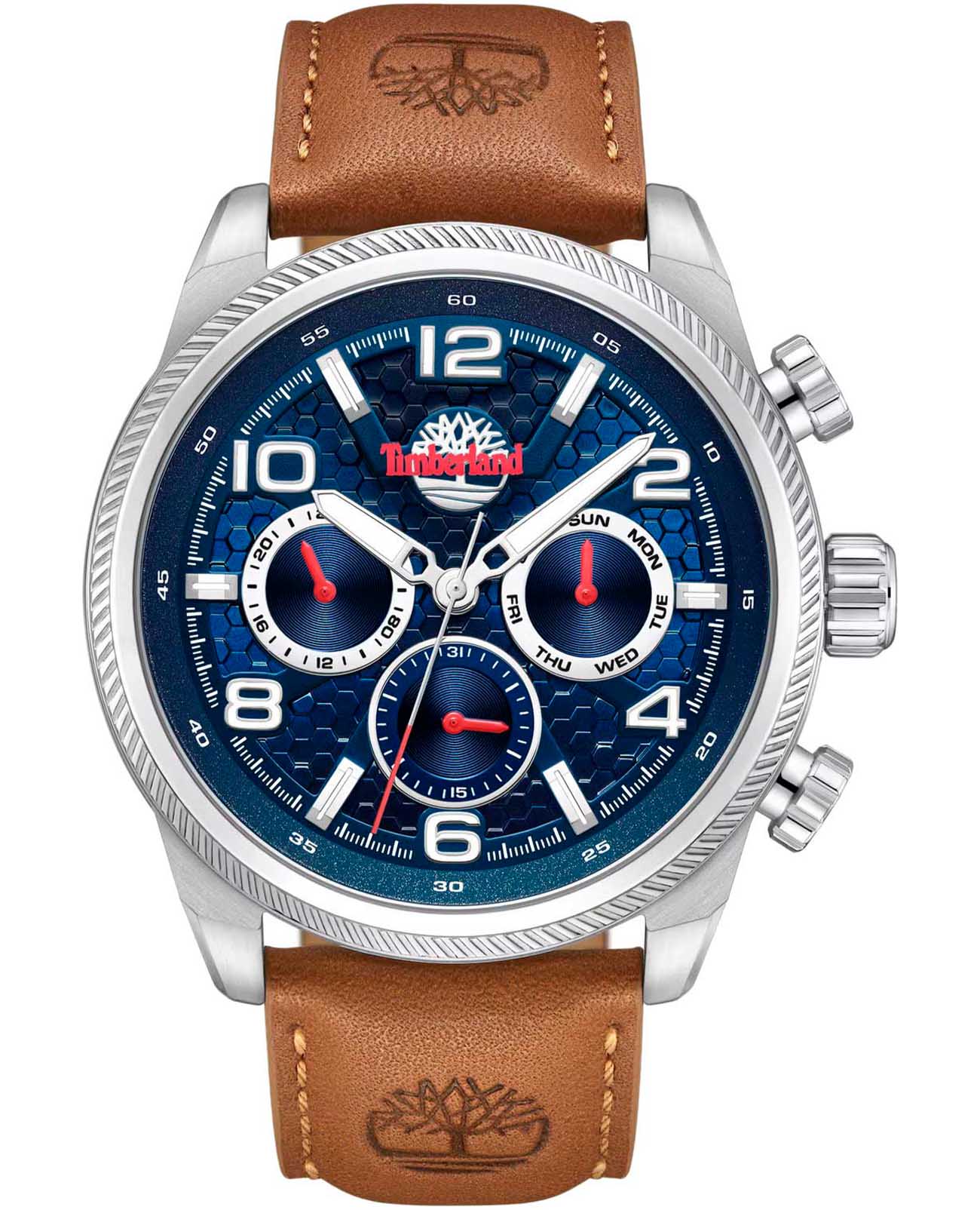 Timberland Timberland Henniker TDWGF0028705  TDWGF0028705 кварцевые мужские часы синий циферблат, браслет кожаный — вид спереди