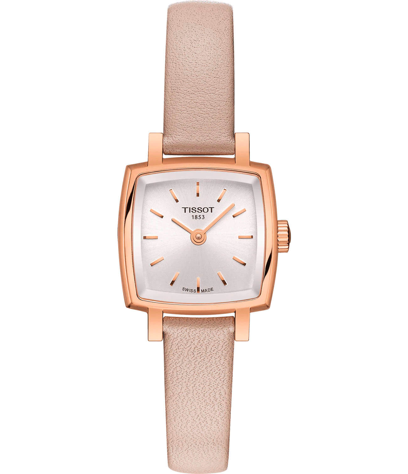 Tissot Tissot Lovely Square T058.109.36.031.00 Lovely T0581093603100 кварцевые женские часы серебристый циферблат, браслет кожаный — вид спереди