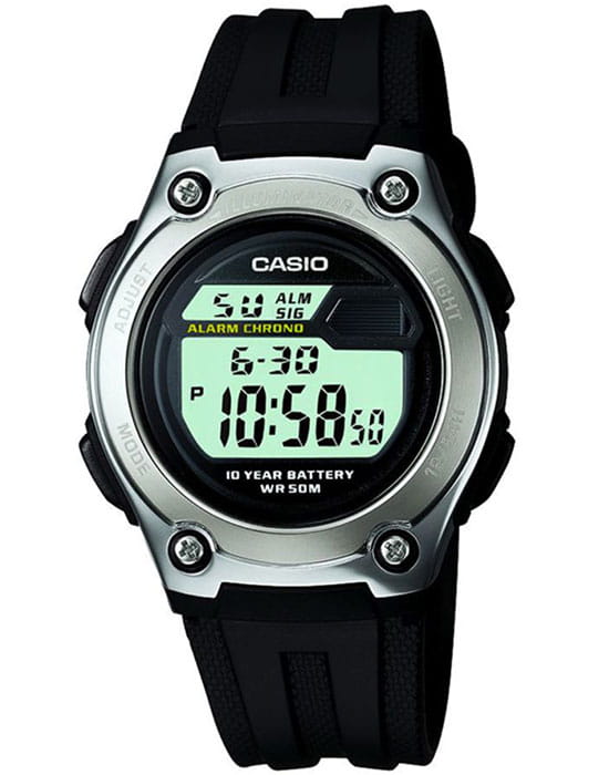 Casio Casio Collection W-211-1A  W-211-1A кварцевые мужские часы голубой циферблат, браслет пластик — вид спереди