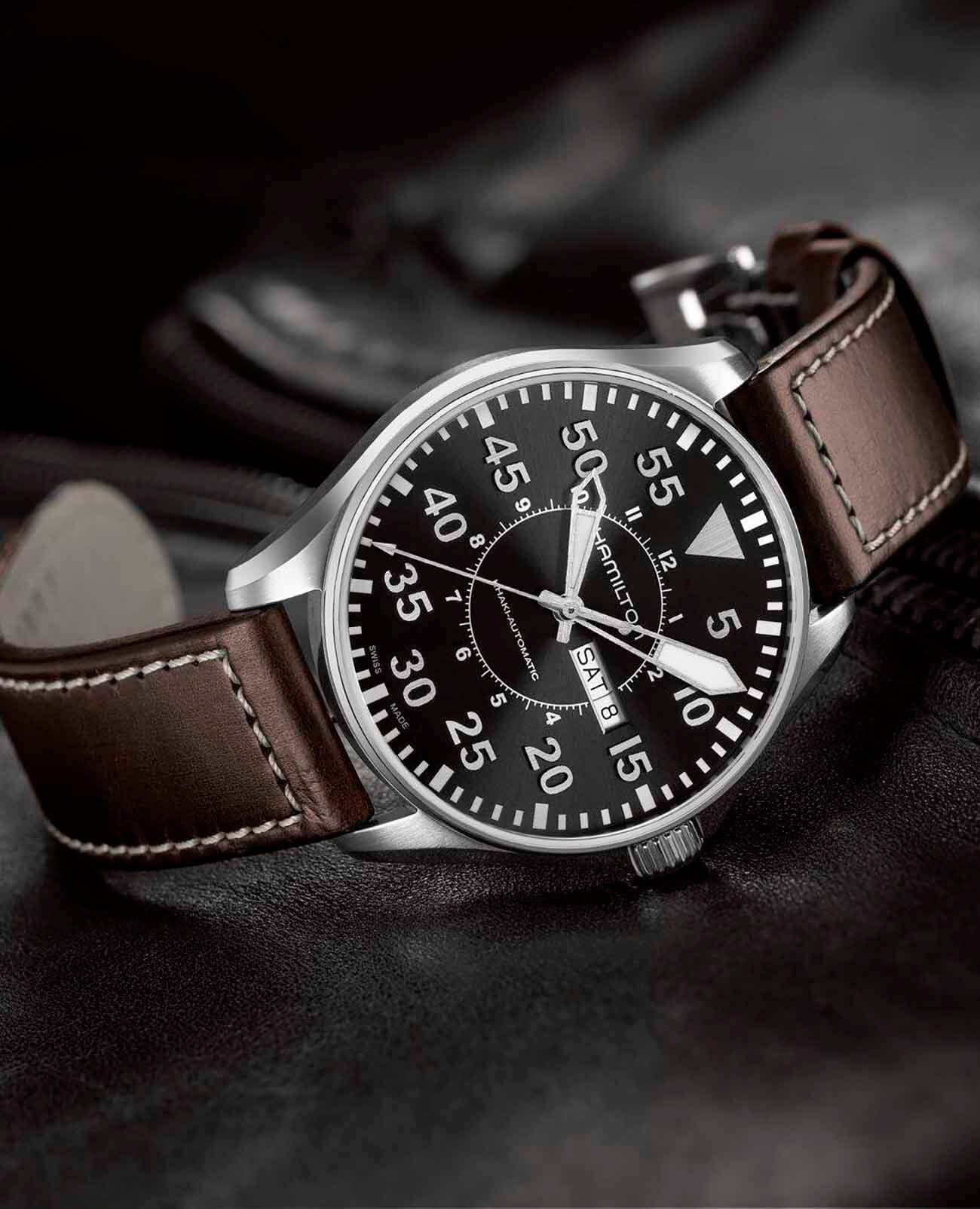 Hamilton Hamilton Khaki Aviation Pilot Day Date Quartz H64611535  - задняя крышка сталь корпуса, швейцария часы