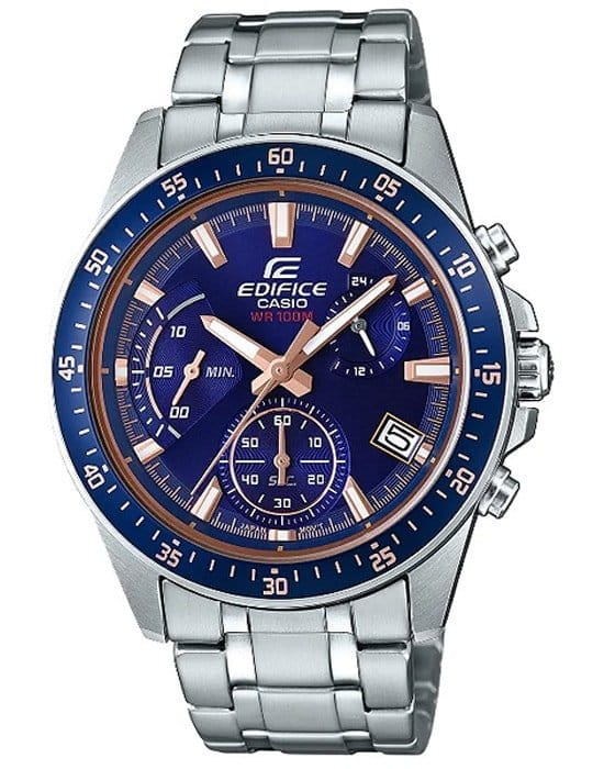 Casio Casio Edifice EFV-540D-2AVUDF (EFV-540D-2A) EFV EFV-540D-2A кварцевые мужские часы синий циферблат, браслет нержавеющая сталь — вид спереди
