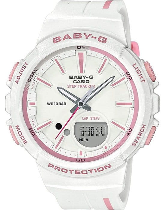 Casio Casio Baby-G BGS-100RT-7A  BGS-100RT-7A кварцевые женские часы белый циферблат, браслет пластик — вид спереди