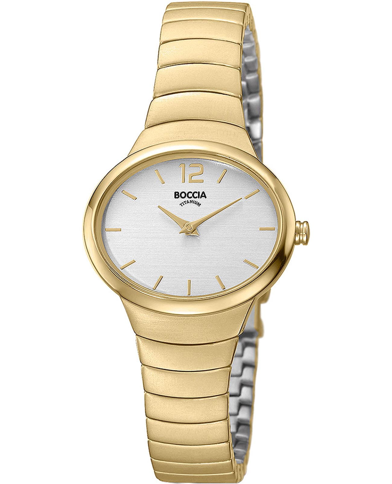 Boccia Titanium Boccia Titanium 3280-02  3280-02 кварцевые женские часы белый циферблат, браслет титановый c pvd покрытием — вид спереди