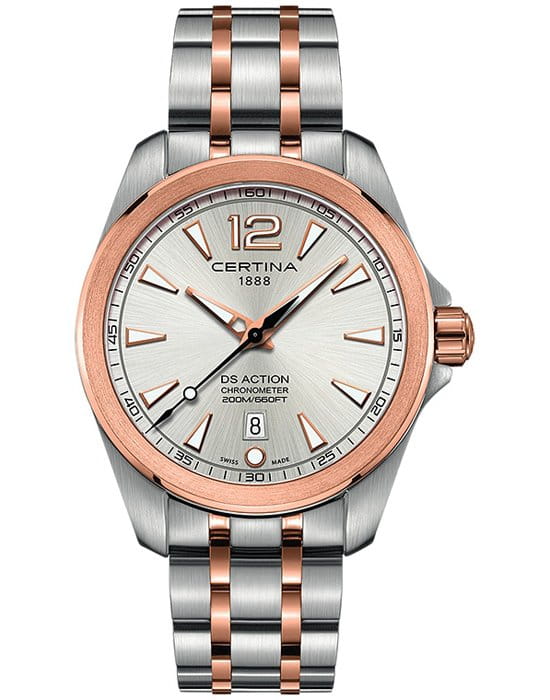 Certina Certina DS Action C032.851.22.037.00 DS Action C0328512203700 кварцевые мужские часы серый циферблат, браслет сталь c pvd покрытием — вид спереди