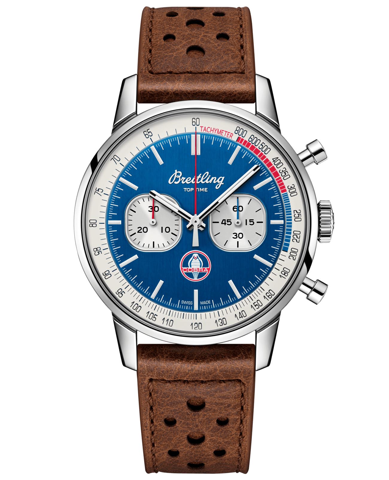 Breitling Breitling Top Time Shelby Cobra A41315A71C1X2  A41315A71C1X2 механические мужские часы синий циферблат, браслет кожаный — вид спереди