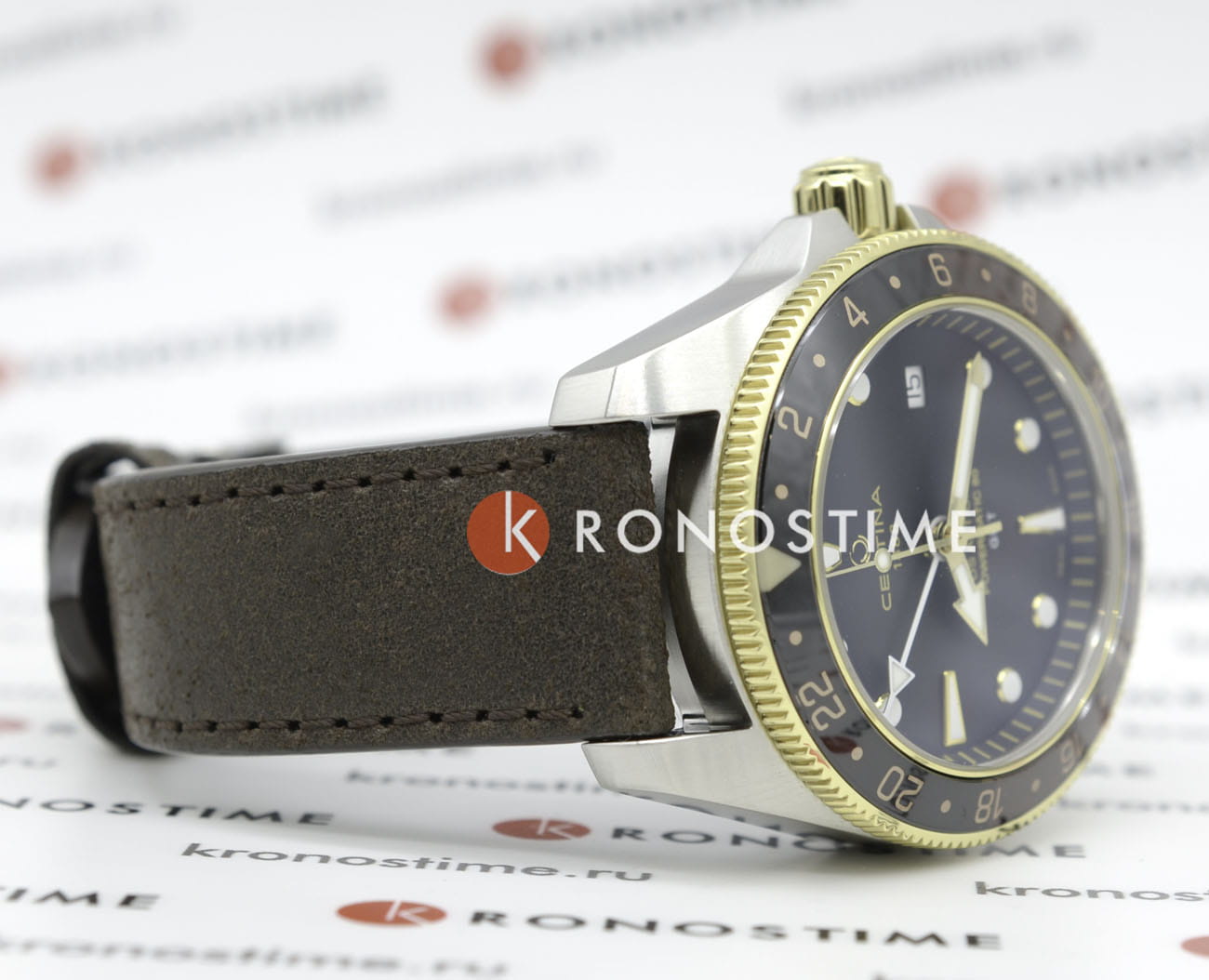 Certina Certina DS Action Diver C032.929.26.051.00,  швейцария мужские часы на браслете кожаный боковой вид