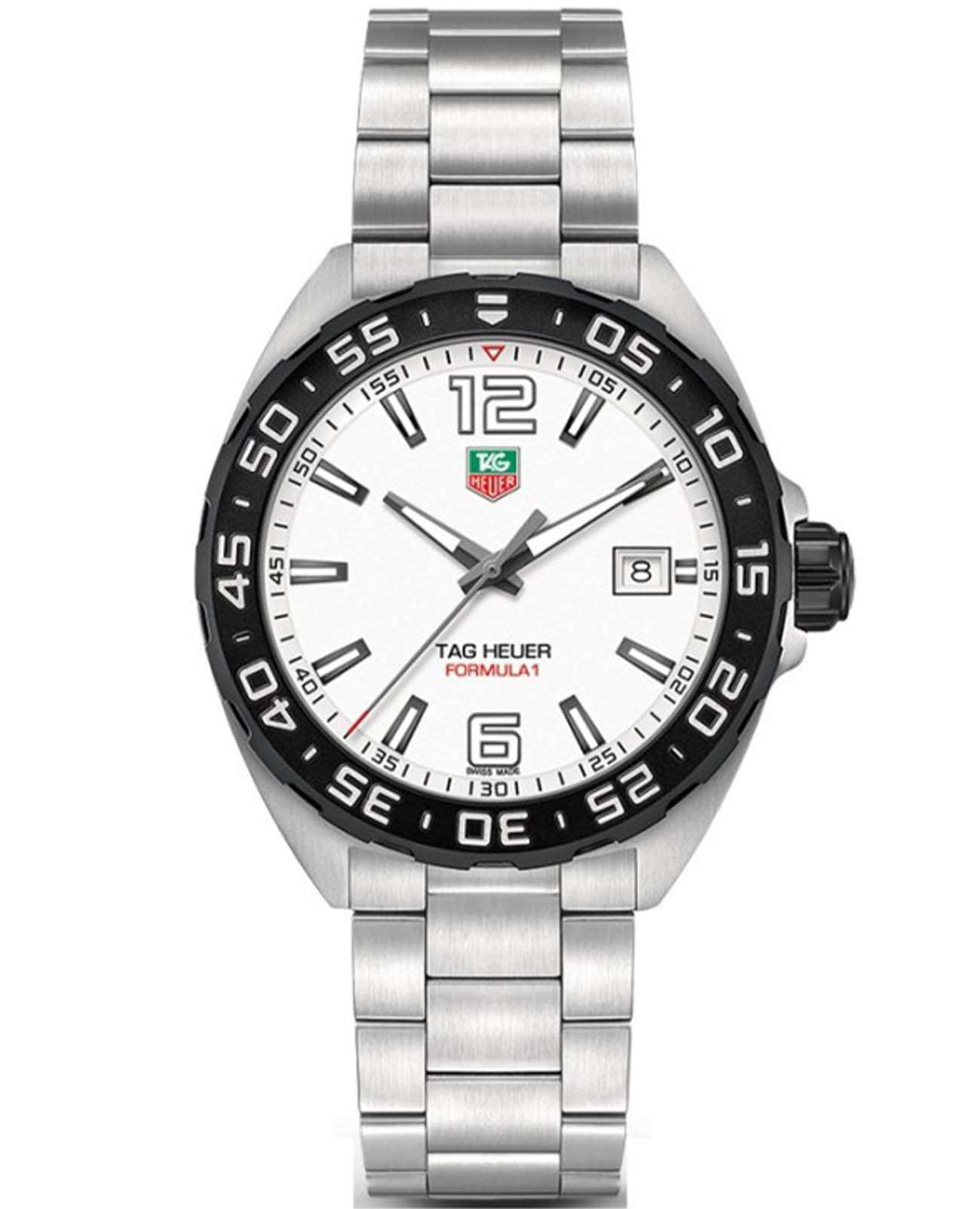 TAG Heuer TAG Heuer Formula 1 WAZ1111.BA0875  WAZ1111.BA0875 кварцевые мужские часы белый циферблат, браслет нержавеющая сталь — вид спереди