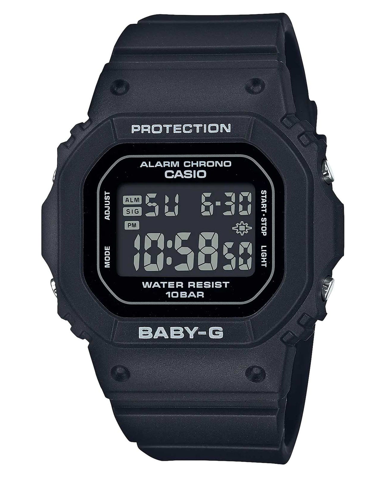 Casio Casio Baby-G BGD-5650-1ER  BGD-5650-1ER электронные женские часы черный циферблат, браслет пластик — вид спереди