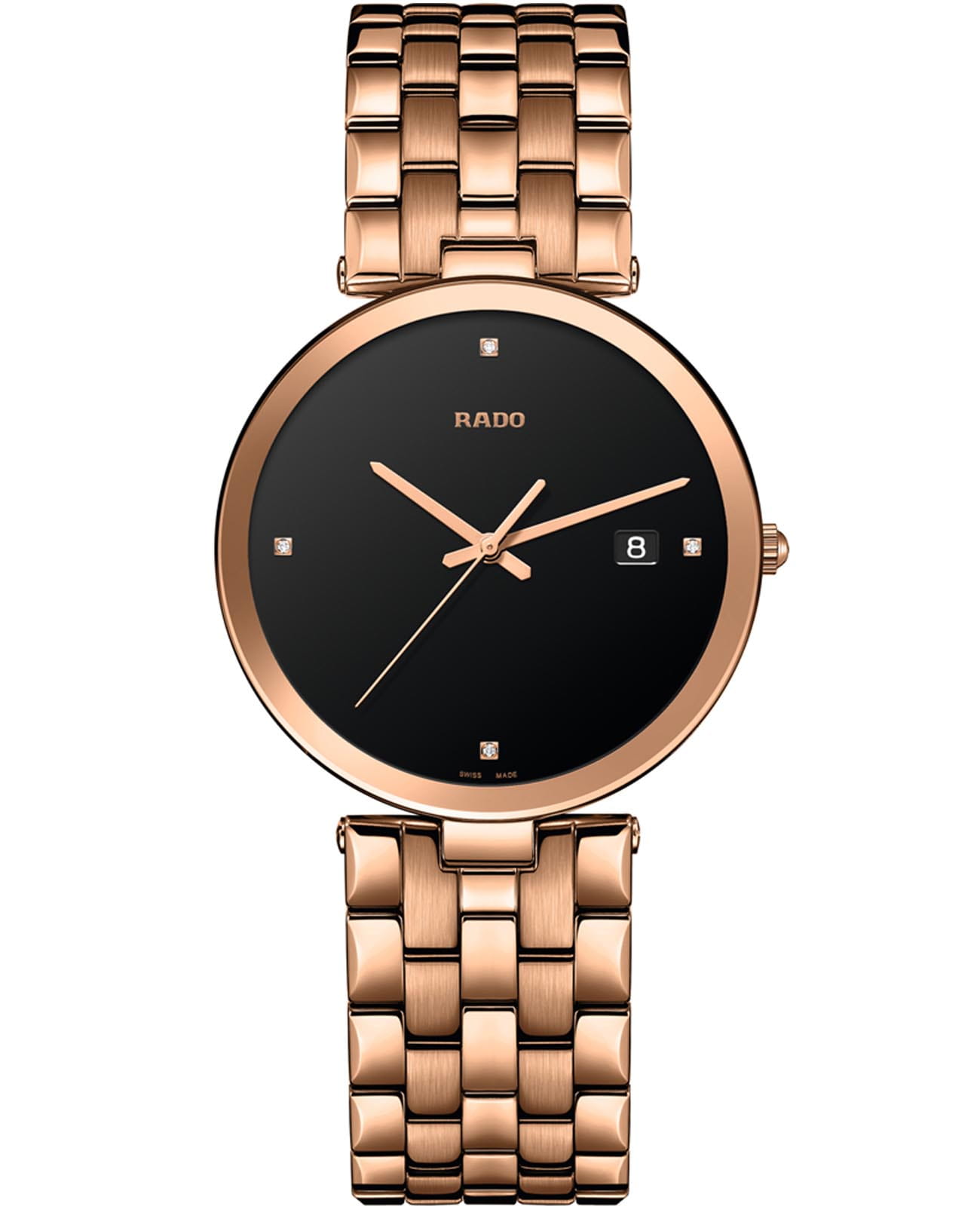 Rado Rado Florence R48889713  R48889713 кварцевые женские часы черный циферблат, браслет нержавеющая сталь с pvd-покрытием — вид спереди