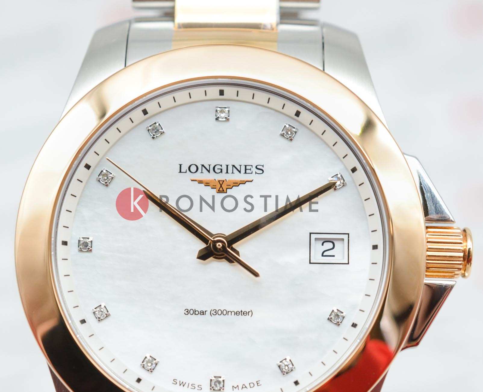 Longines Longines Conquest L3.377.3.88.7 кварцевые женские часы часы крупный план перламутровый циферблата