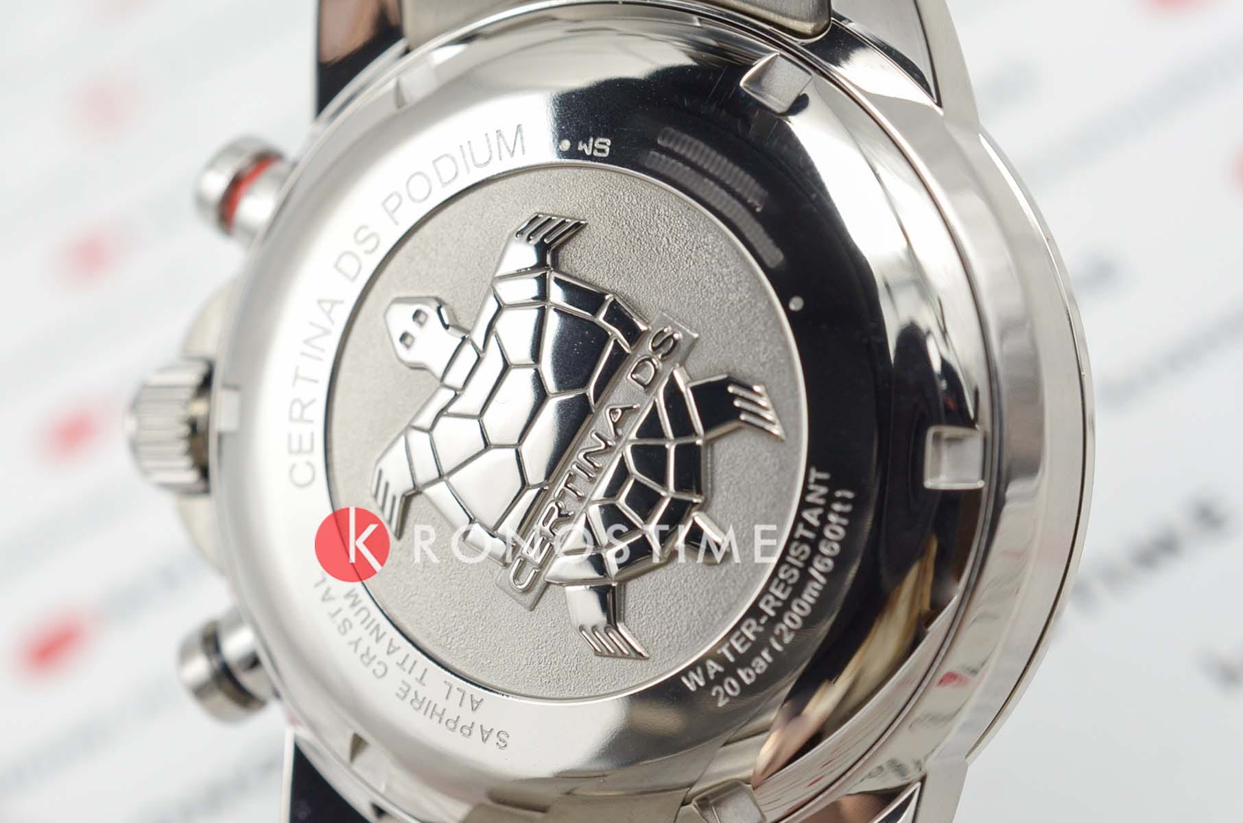 Certina Certina DS Podium Chronograph 1/100 sec C001.647.44.047.00  - задняя крышка титан корпуса, швейцария часы