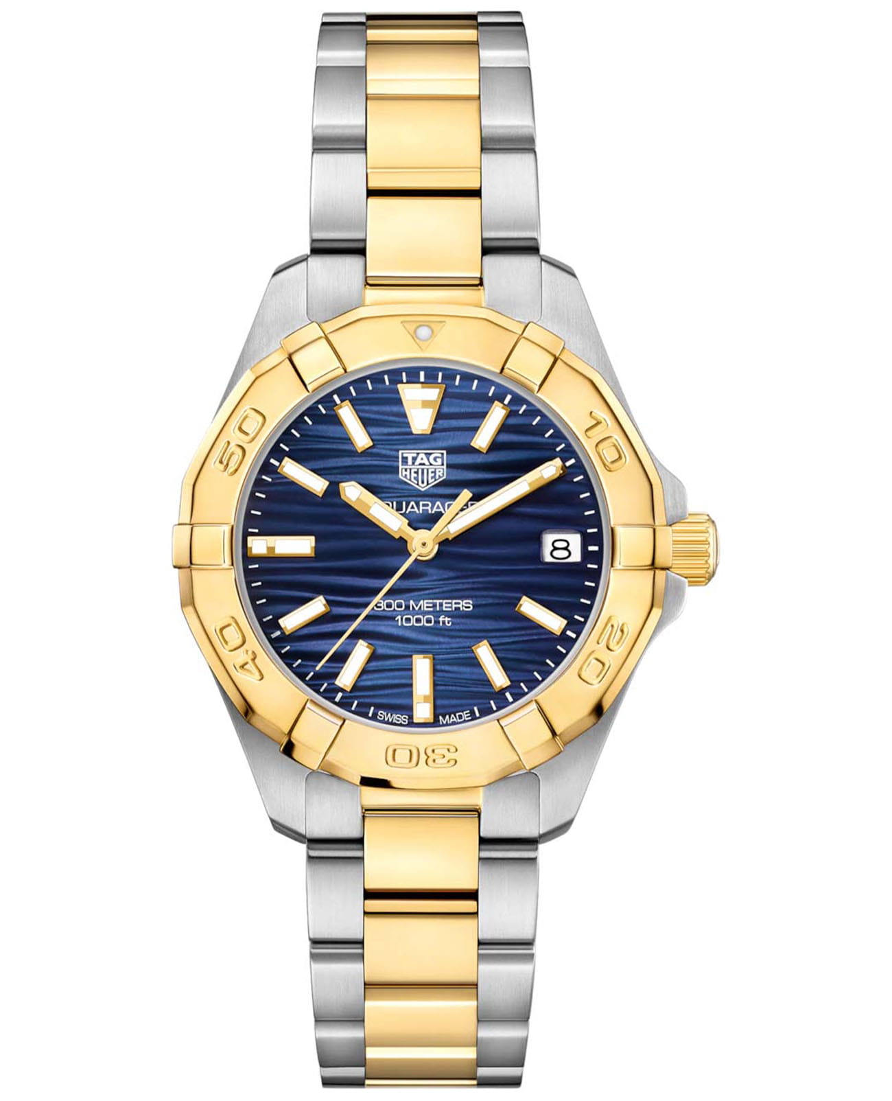 TAG Heuer TAG Heuer Aquaracer WBD1325.BB0320  WBD1325.BB0320 кварцевые женские часы синий циферблат, браслет сталь + золото — вид спереди