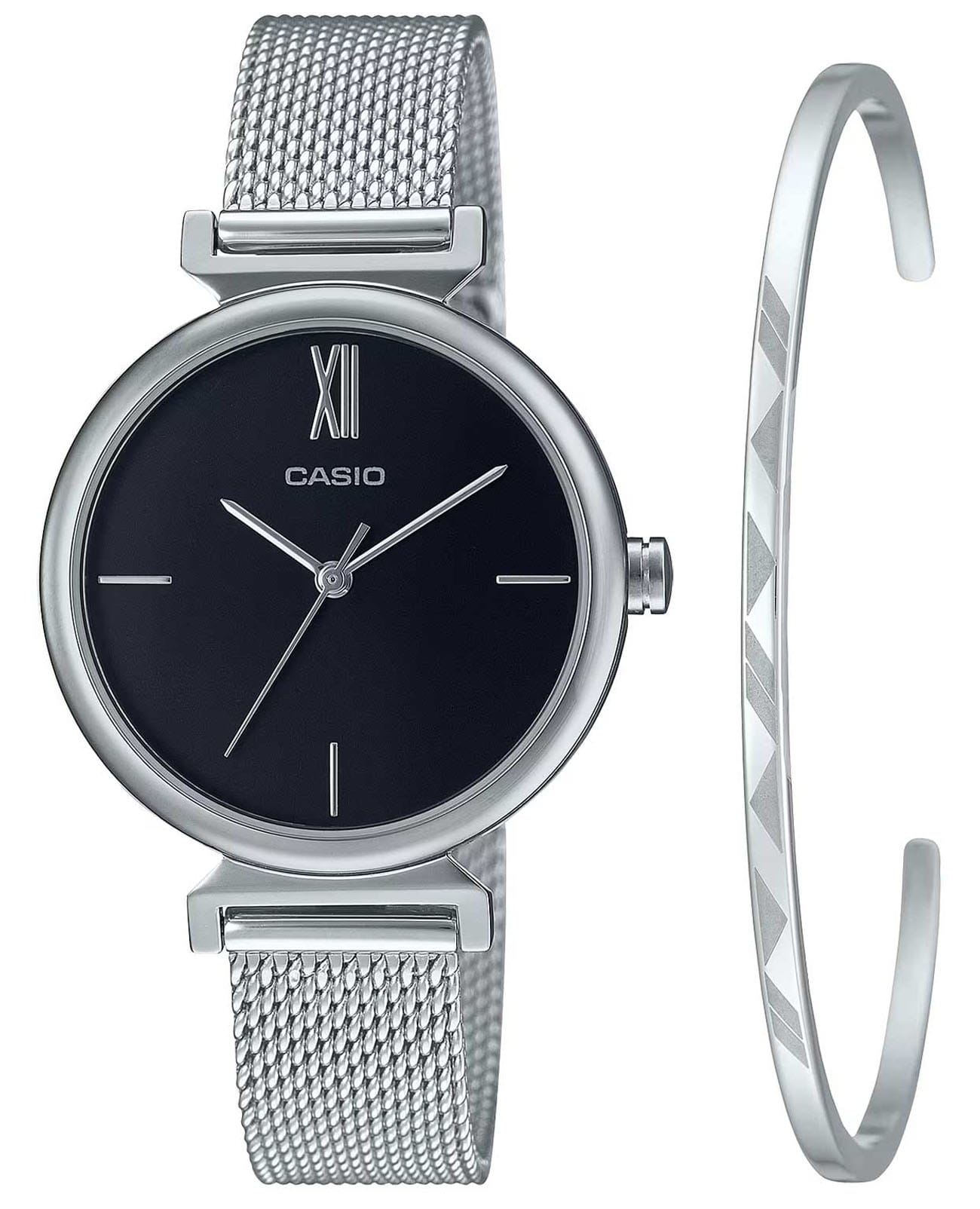 Casio Casio Collection LTP-2023VM-1C  LTP-2023VM-1C кварцевые женские часы черный циферблат, браслет нержавеющая сталь — вид спереди