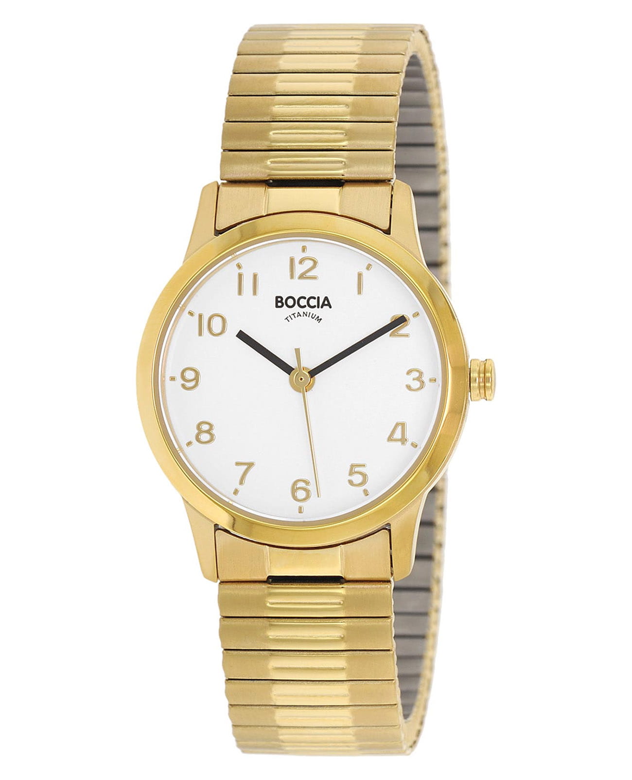 Boccia Titanium Boccia Titanium Circle-Oval 3318-02  3318-02 кварцевые женские часы белый циферблат, браслет титановый c pvd покрытием — вид спереди