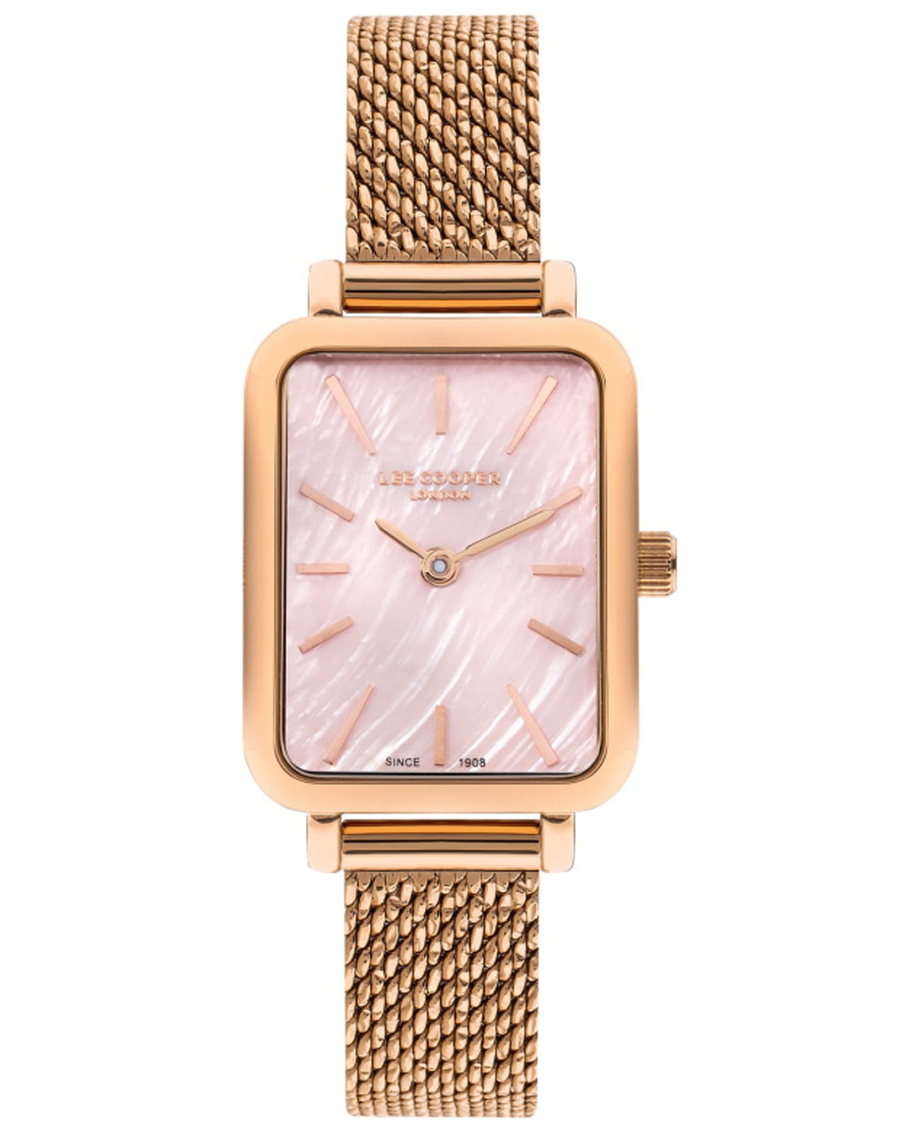 Lee Cooper Lee Cooper LC07815.410  LC07815.410 кварцевые женские часы розовый циферблат, браслет нержавеющая сталь с ip-покрытием — вид спереди