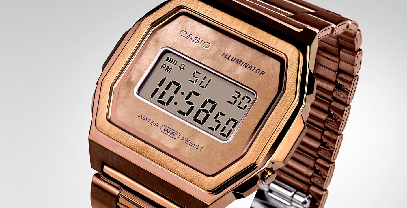 Casio Casio Collection A1000RG-5EF мужские часы коричневый циферблат на запястье