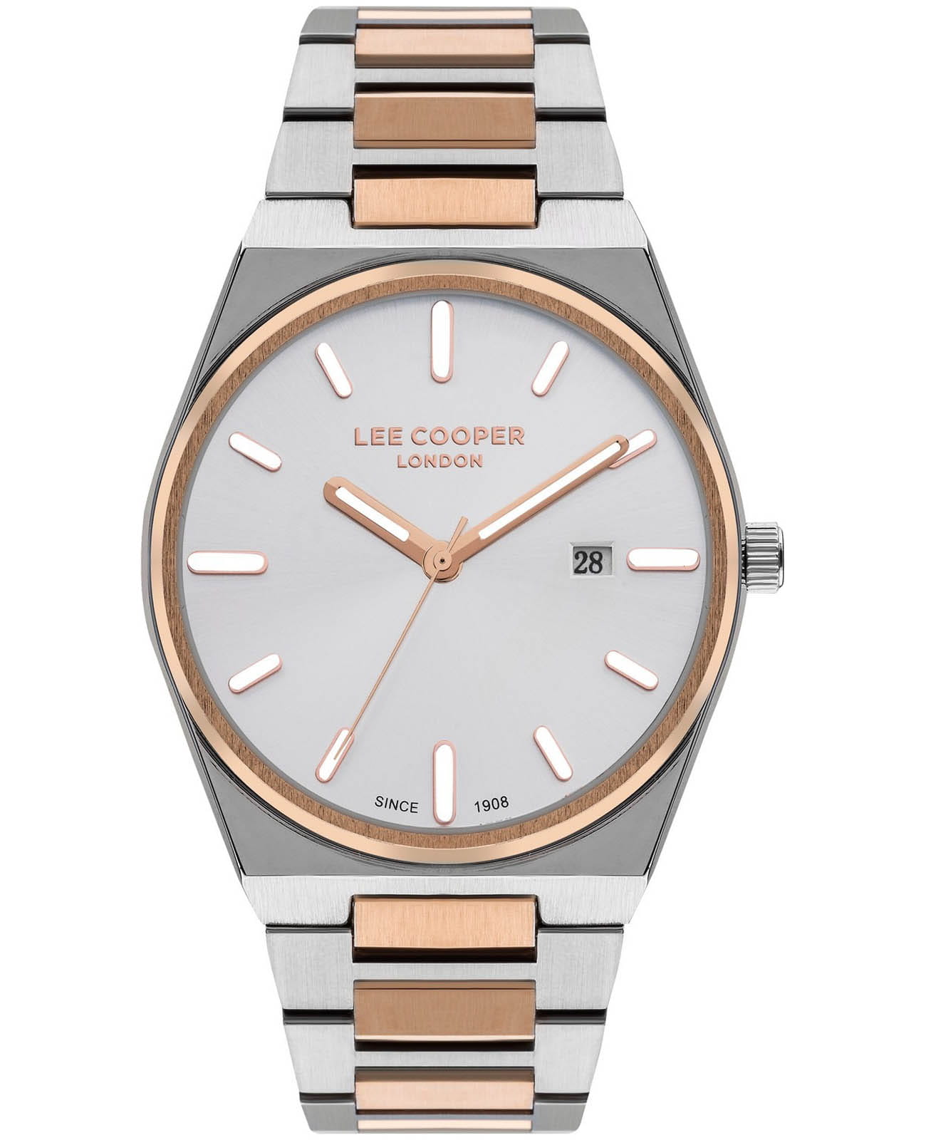 Lee Cooper Lee Cooper LC07608.530  LC07608.530 кварцевые мужские часы серебристый циферблат, браслет нержавеющая сталь с ip-покрытием — вид спереди