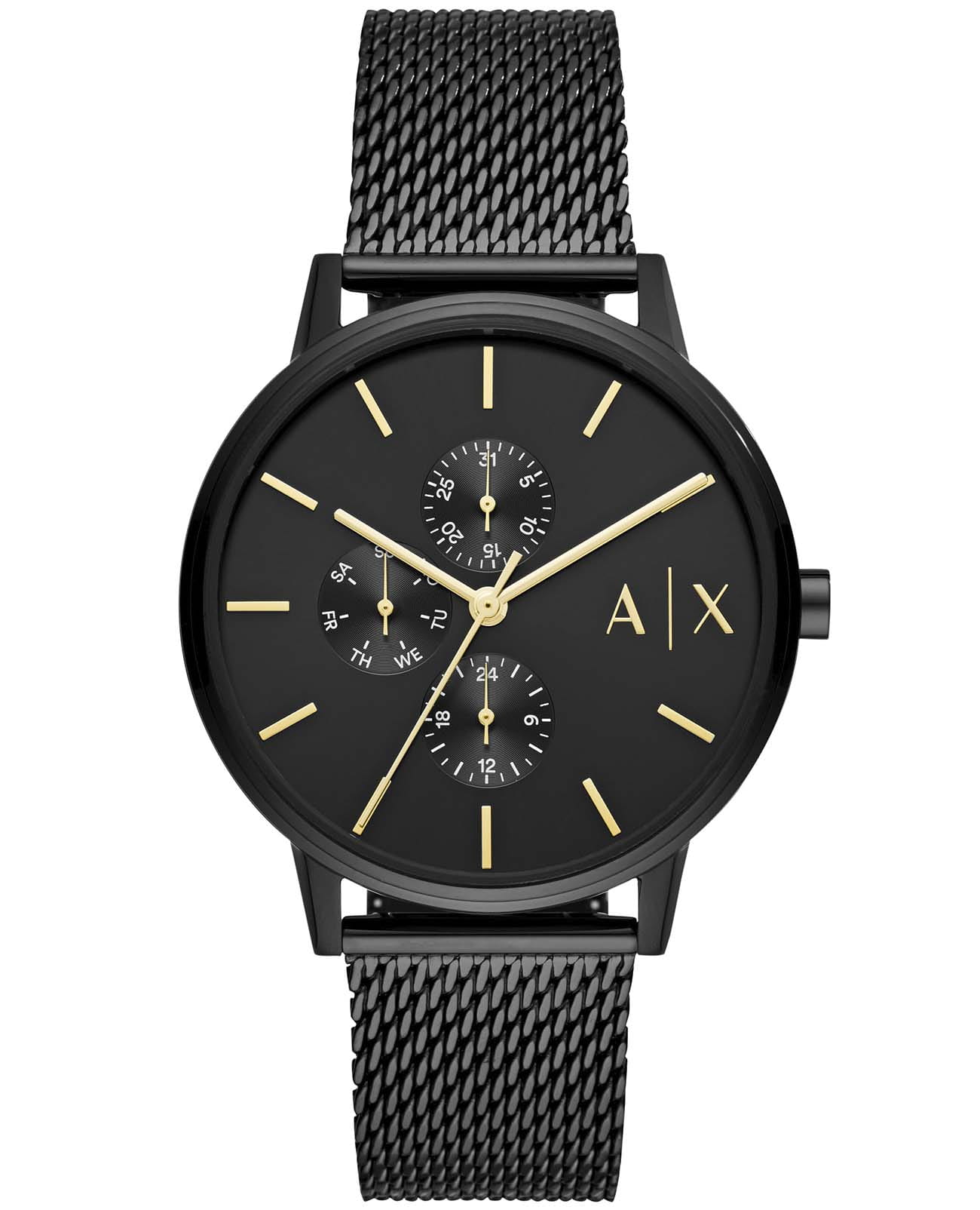 Armani Exchange Armani Exchange Cayde  AX2716  AX2716 кварцевые мужские часы черный циферблат, браслет сталь с ip покрытием — вид спереди