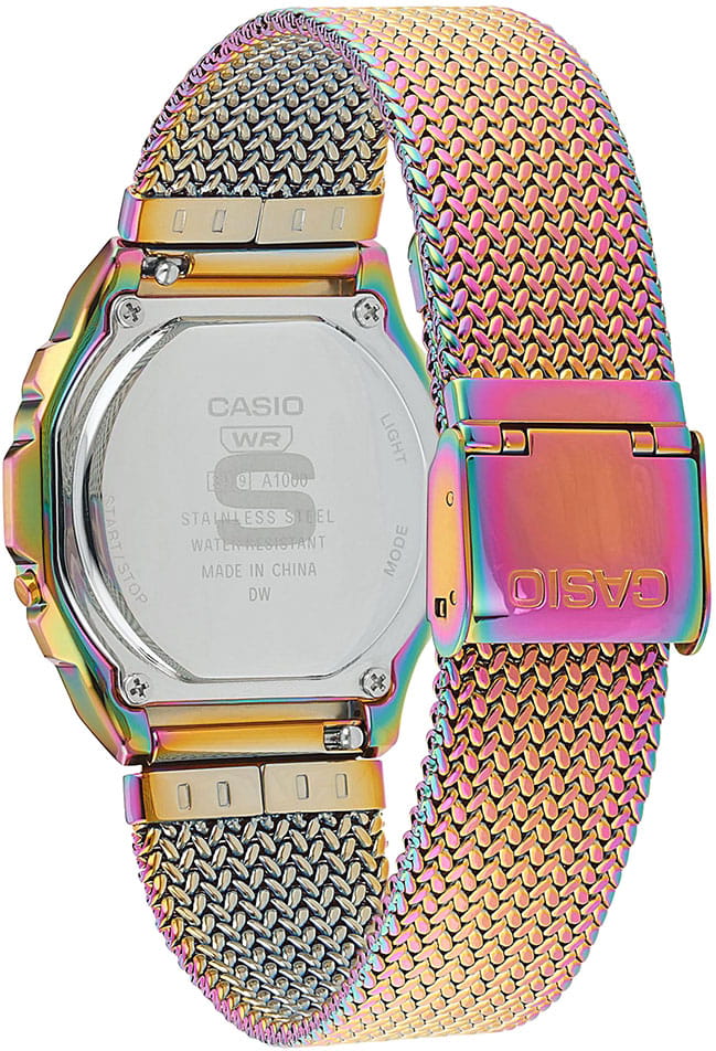 Casio Casio Vintage A1000PRW-1, vintage япония мужские часы на браслете сталь с ip покрытием боковой вид