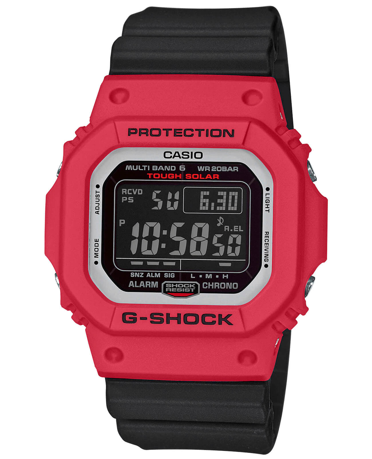 Casio Casio G-Shock GW-M5610RB-4  GW-M5610RB-4ER электронные мужские часы черный циферблат, браслет пластик — вид спереди