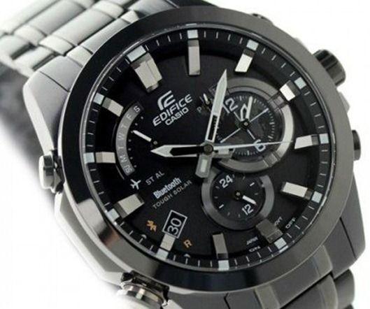 Casio Casio Edifice EQB-510DC-1A, edifice япония мужские часы на браслете 18-каратное желтое золото боковой вид