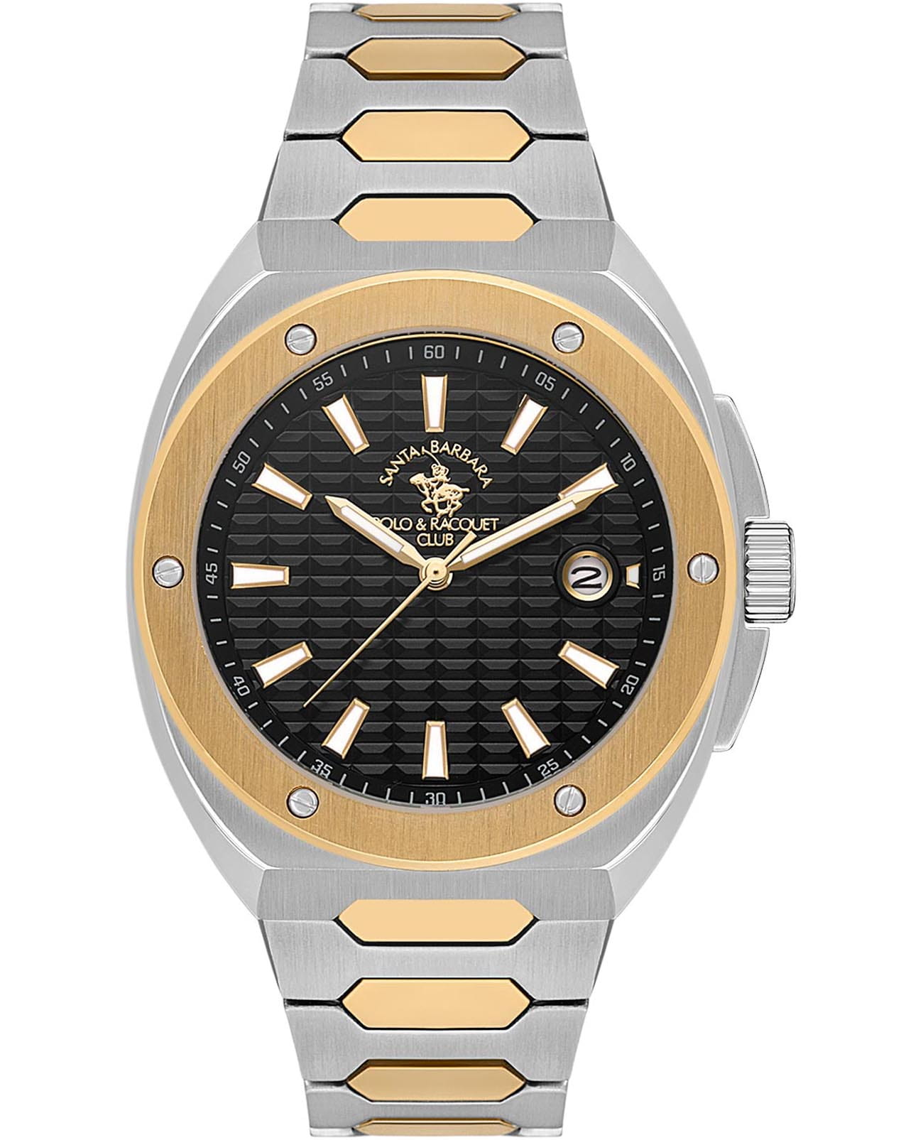 Santa Barbara Polo & Racquet Club Santa Barbara Polo & Racquet Club Legend SB.1.10557-3  SB.1.10557-3 кварцевые мужские часы черный циферблат, браслет нержавеющая сталь с ip-покрытием — вид спереди
