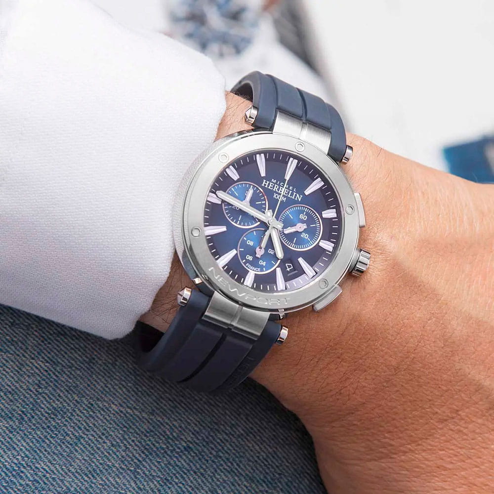 Оригинальные часы Herbelin Herbelin Newport Chrono 37688A35CB кварцевые калибр механизма ronda 3540.d общий вид