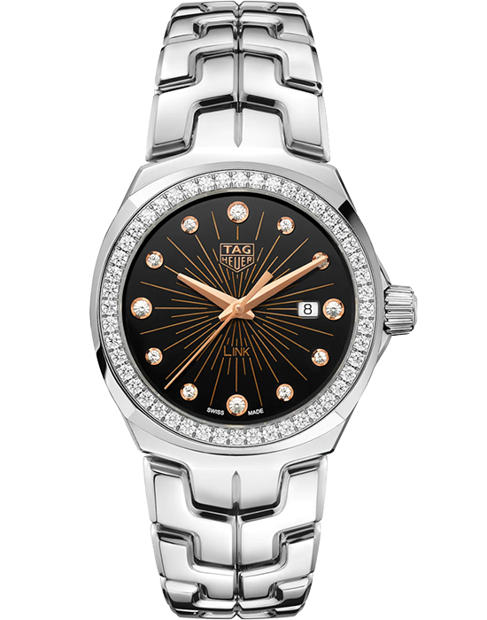 TAG Heuer TAG Heuer Link WBC131G.BA0649  WBC131G.BA0649 кварцевые женские часы черный циферблат, браслет нержавеющая сталь — вид спереди