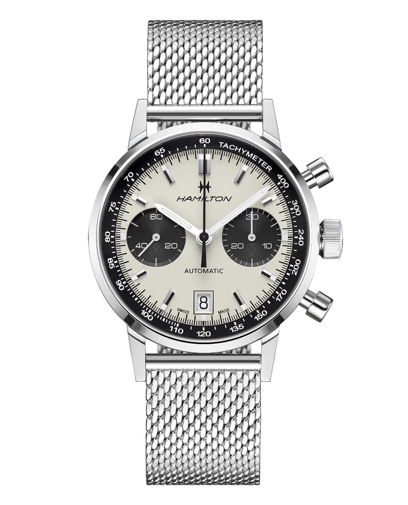 Hamilton Hamilton American Classic Intra-Matic Auto Chrono H38416111  H38416111 механические мужские часы  циферблат, браслет нержавеющая сталь — вид спереди