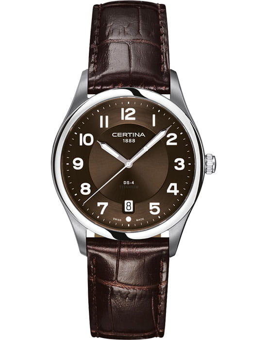 Certina Certina C022.410.16.290.00  C0224101629000 кварцевые мужские часы коричневый циферблат, браслет кожаный — вид спереди
