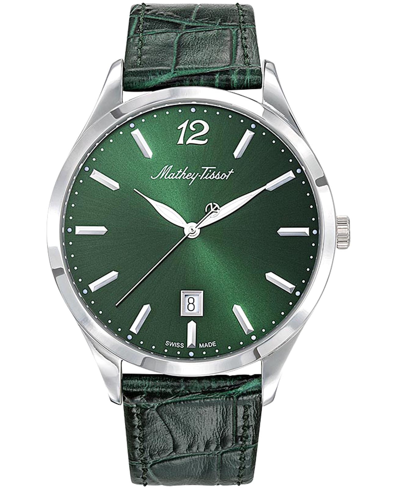 Mathey-Tissot Mathey-Tissot Urban H411AV  H411AV кварцевые мужские часы зеленый циферблат, браслет кожаный — вид спереди