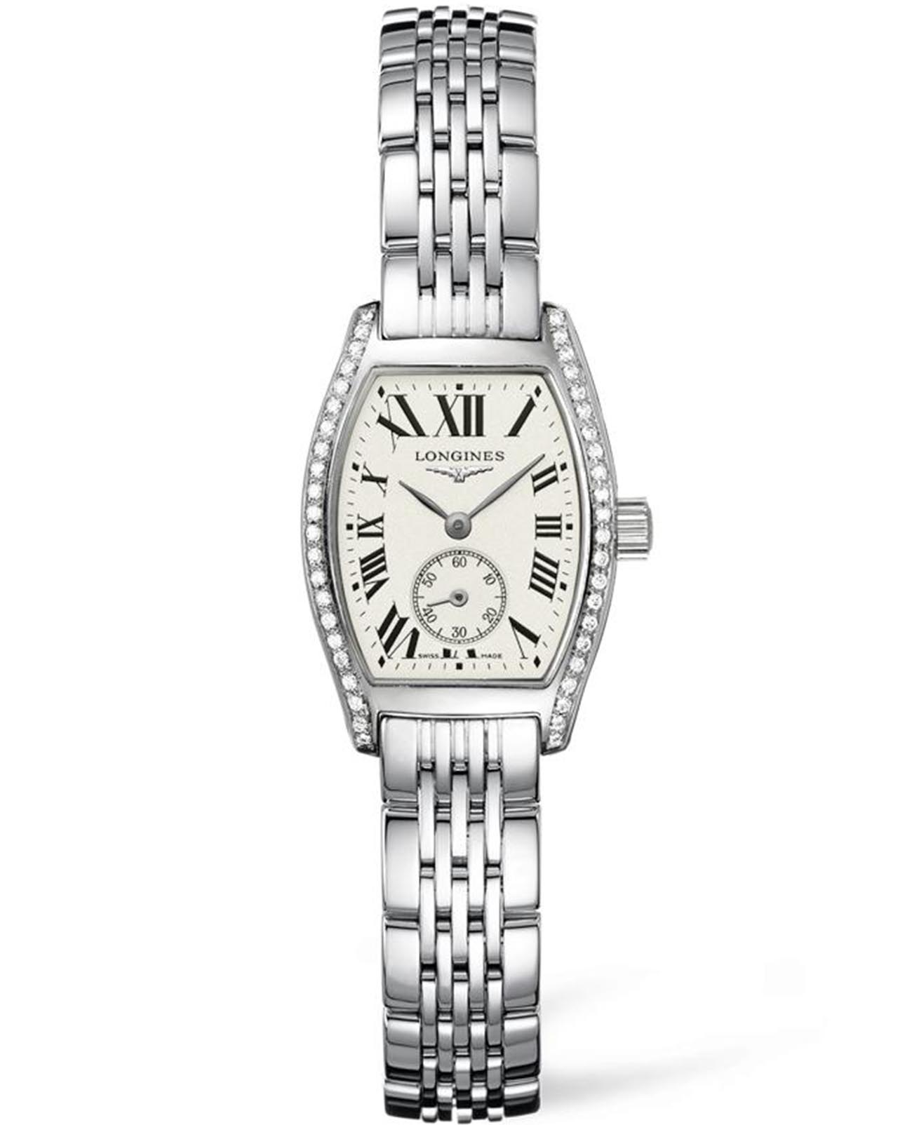 Longines Longines Evidenza L2.175.0.71.6  L21750716 кварцевые женские часы белый циферблат, браслет нержавеющая сталь — вид спереди